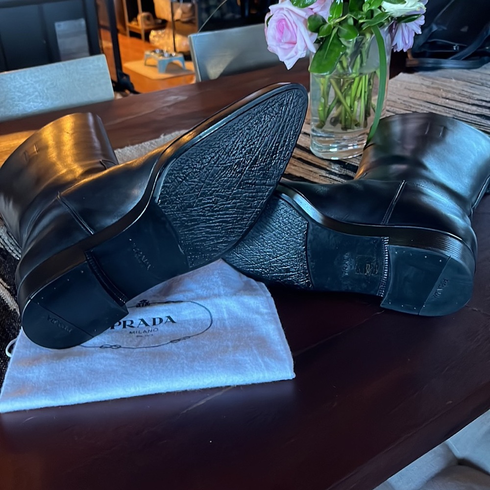 PRADA Pull-on Lug Leather Boots Size 39 - Picture 6 of 7